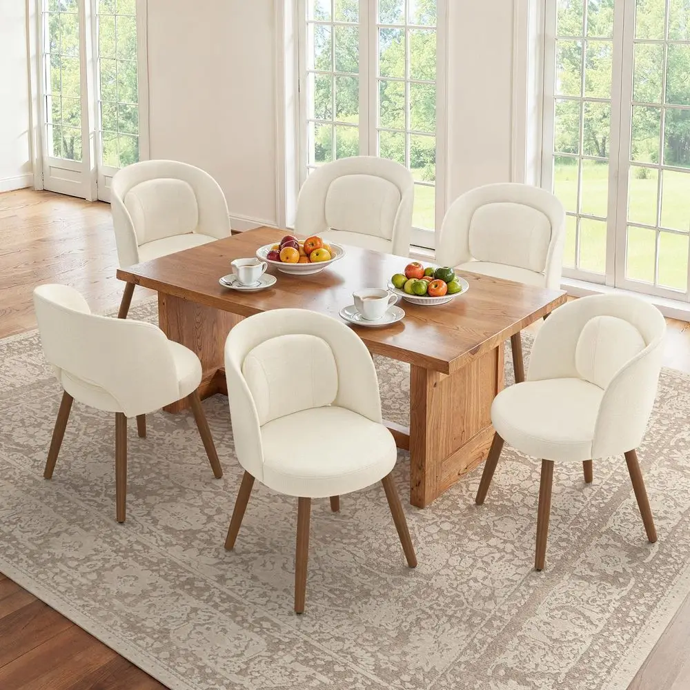 

Dining Chairs Set of 6, Modern holstered Kitchen Chairs with Solid Wood Legs, Curved Backrest amp Lumbar Support for Home Din
