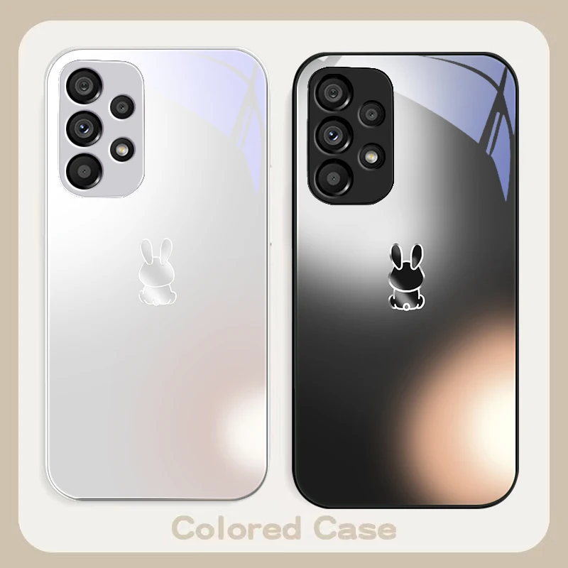 

Gradient Blue Rabbit Back For Samsung S22 S8 S9 10 20 Ultra S21 Pro S22 Plus S23 FE S24 Ultra S25 Edge S25Ultra Glass Phone Case