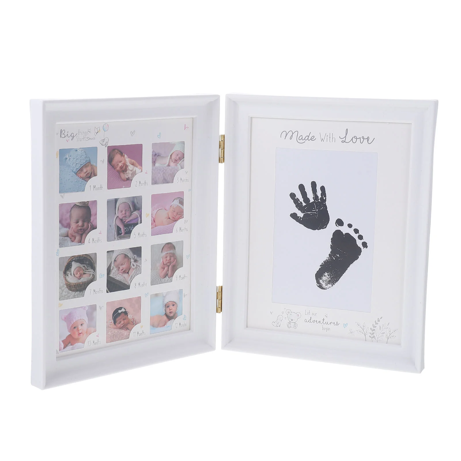 Decor Ink Pad Photo Frame Set Table Baby Handprint Pictures for Newborn Footprint Infant Holder White Desktop