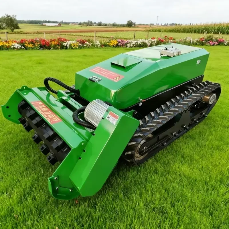 High Quality Electric Remote Control Lawn Mower Tracked Self Propelled Mountain Slope Shrub Clearing Electric Lawn
