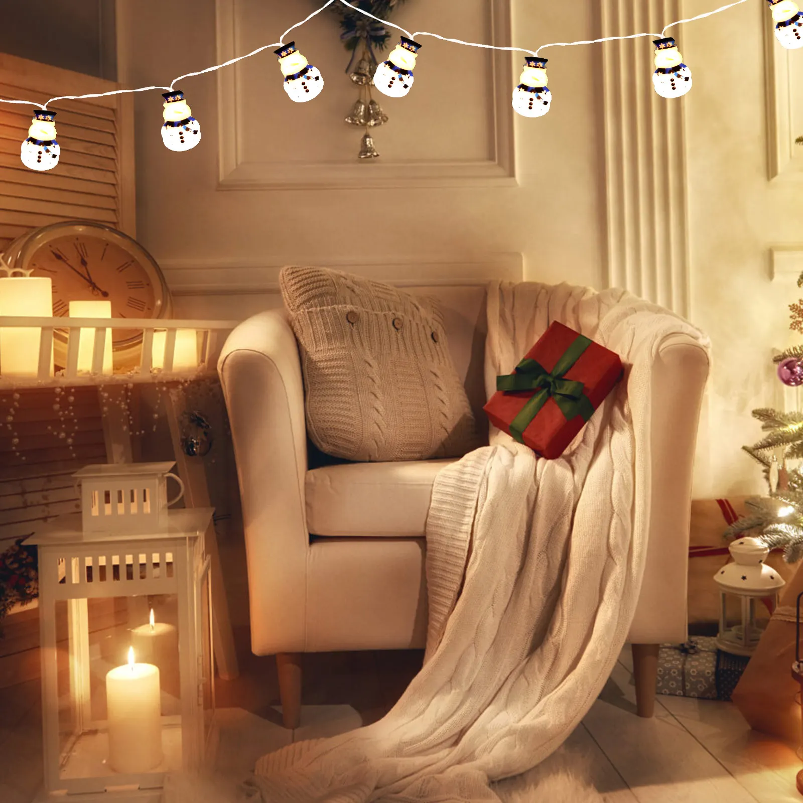 

1Pcs Snowman String Light Durable LED Hanging Decorative Light Xmas Party Layout Outdoor Indoor Garden Luminous Lamp