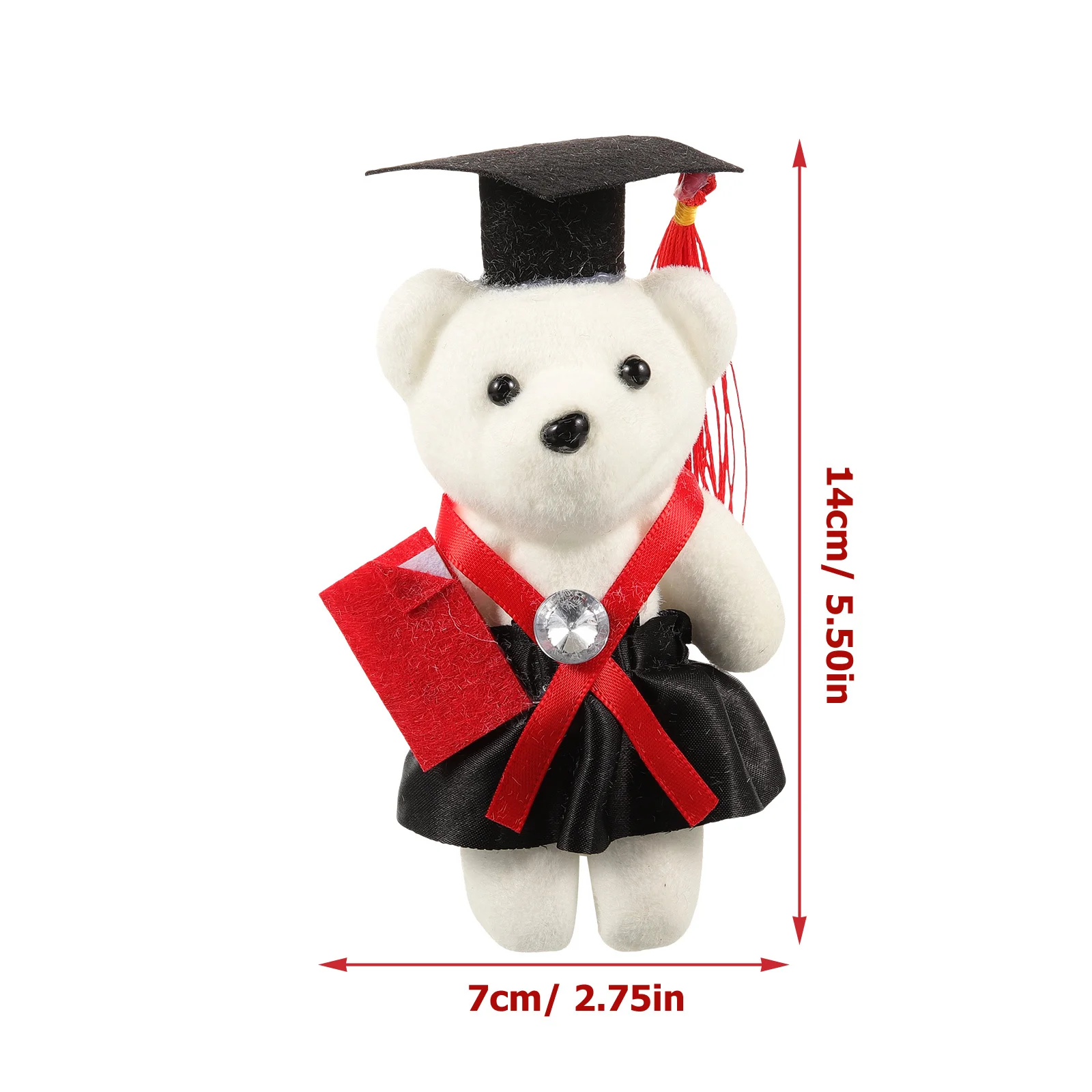Oso de graduación en tapa, ramo negro y rojo, materiales de decoración para pastel, decoración de coche, adorno de escritorio, regalos de celebración, 6 uds.