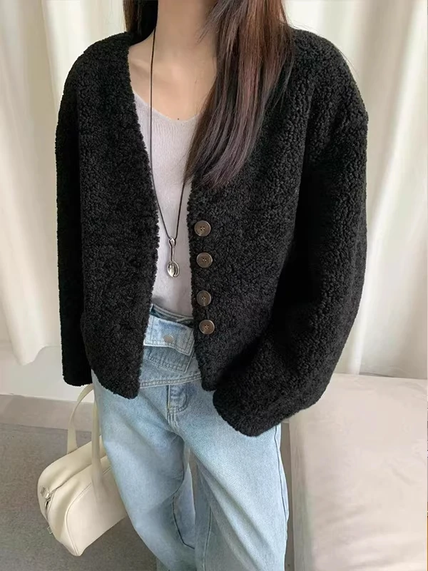 

Женское пальто из овечьей шерсти с V-образным вырезом, очень большого размера (до 300 фунтов), премиум-класса, осенне-зимнее, свободного кроя, повседневное, с оригинальным дизайном