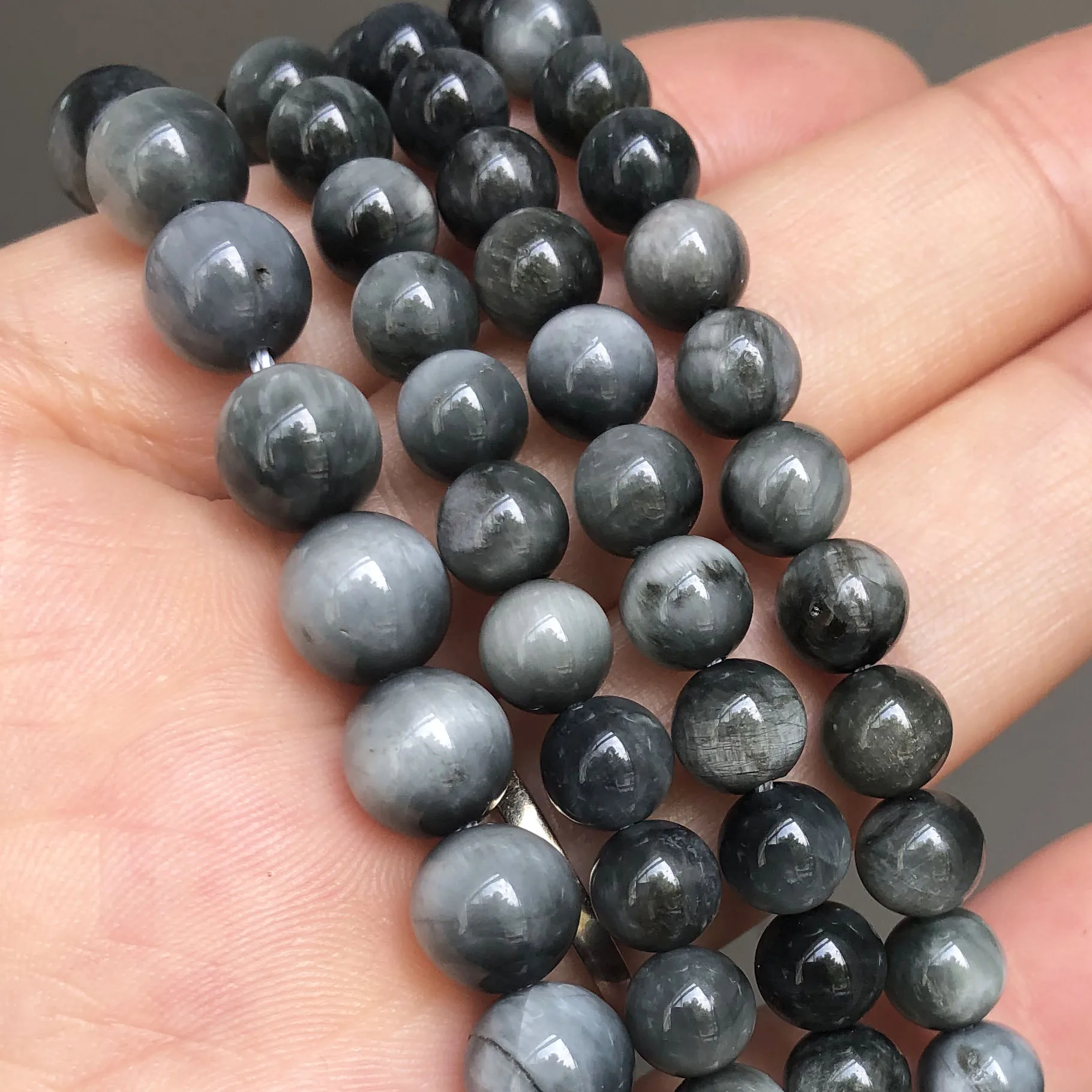 Natural Stone Hawk Eye Stone Beads Round Loose Beads For Jewelry DIY Making Bracelet Necklace Accessories 7.5'' 6 8 10 12mm