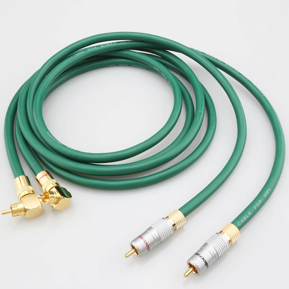 MCINTOSH 2328 Silver-Plated 6N OFC HIFI 90 Degree Elbow RCA to Male Audio Cable Gold Plated Plugs Right Angled Extension
