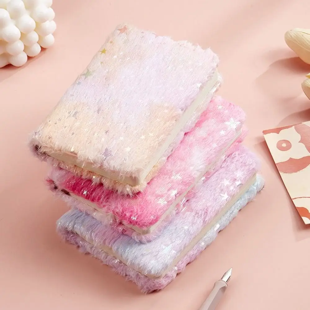 Diary Note Pad A6 Plush Notebook Daily Planner Journal Book Star Gilding Notebook Scrapbooking Hand Account A6 Furry Notebook