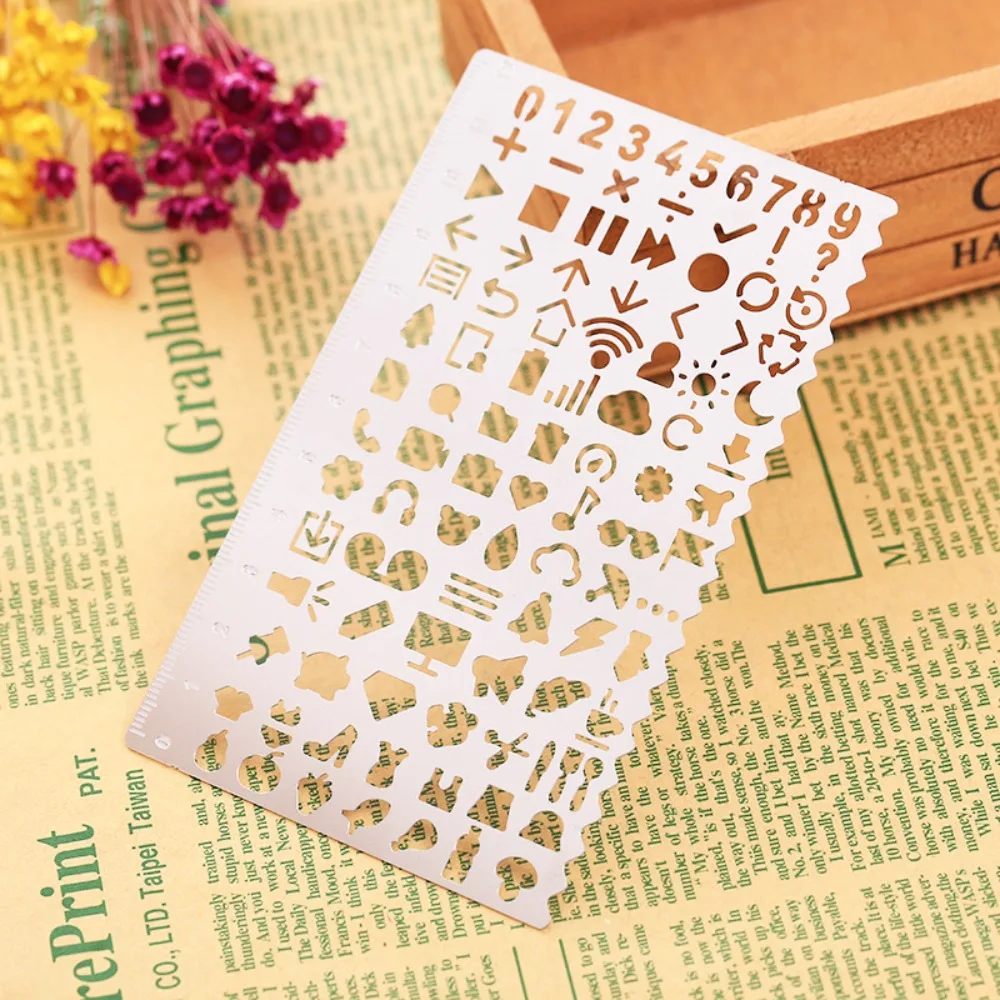 Cat Shape Template Ruler Stainless Steel School Projects Hollowed Out Ruler Vintage Smooth Surface Drawing Template Ruler