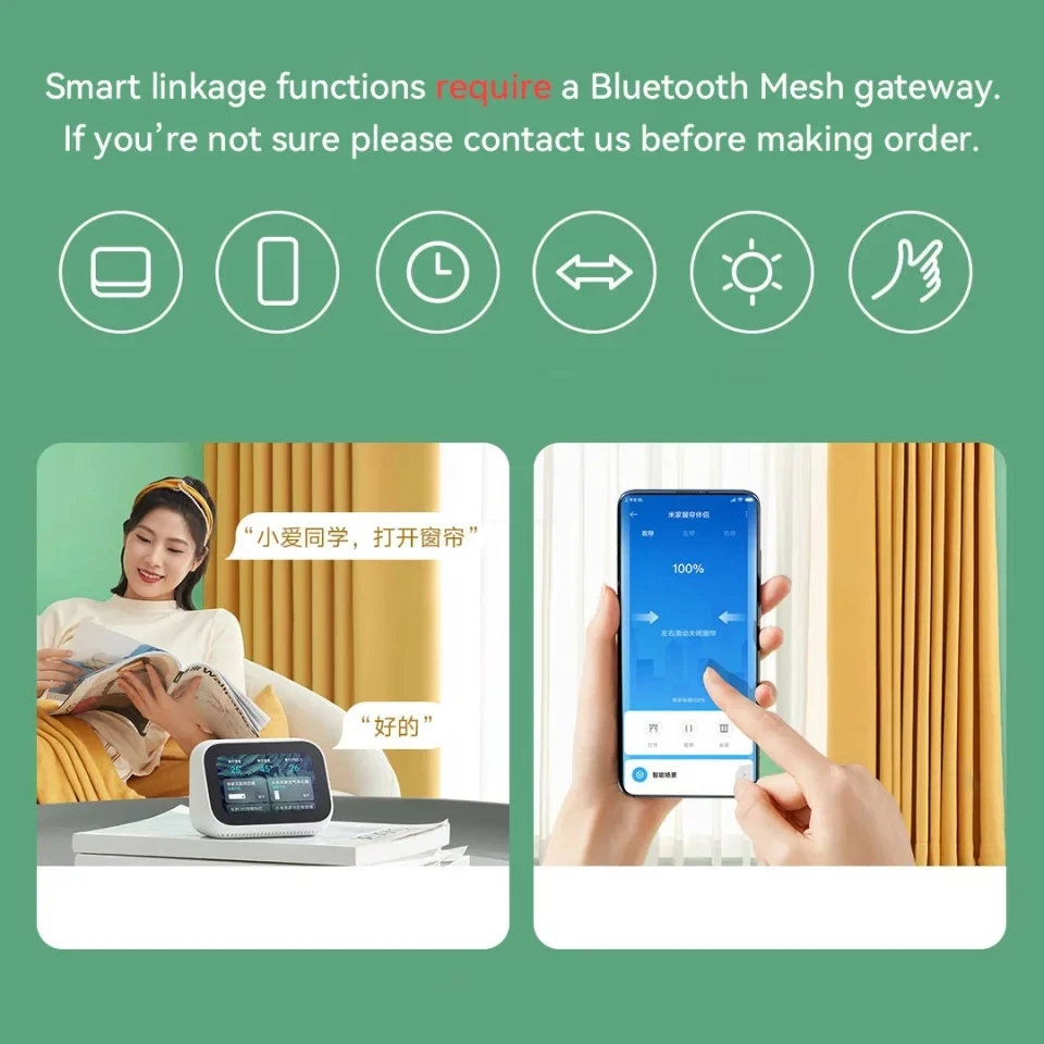 90 % New Xiaomi Mijia Curtain Companion Mate Hang-And-Use For U- / I-Shaped Track Smart Linkage Control Require BT Gateway