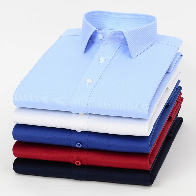 Quality100%pure cotton solid color Long sleeve shirts for men over size slim fit formal shirt anti-wrinkle soft business clothes