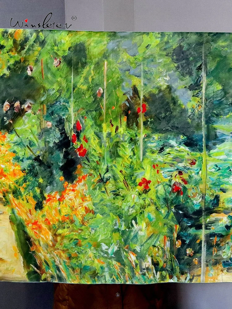 

Winsleter-Женский элегантный шарф из 100% натурального шелка 18 мм, картина маслом 88*88 см, французский платок для мамы, весна 2026 A61246CC