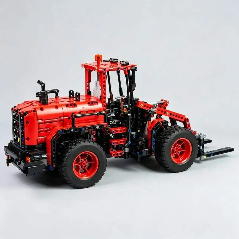 1786PCS MOC Red Heavy Duty Wheel Loader Model Custom Building Blocks DIY Technical Engineering Assembly Toy Educational Gift