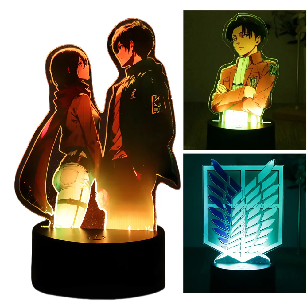 Anime Attack on Titan 3D Lamp LED Night Light 16 Color Remote Control Home Bedroom Figures Lamps Decorative Friend Party Gifts