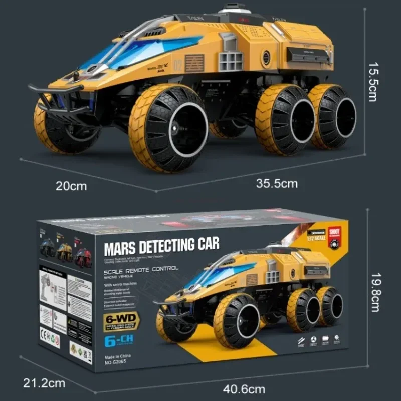 Carro detectando Marte em escala total carro rc veículo espacial de 6 rodas brinquedos de tanque controle remoto presentes de aniversário para menino, G2065, 1:12