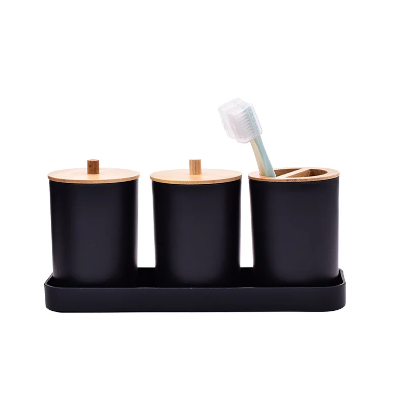 Bathroom Accessories Set 9 Piece Soap Lotion Dispenser Toothbrush Holder Soap Toilet Brush Trash Can Bathroom Essential Room Set