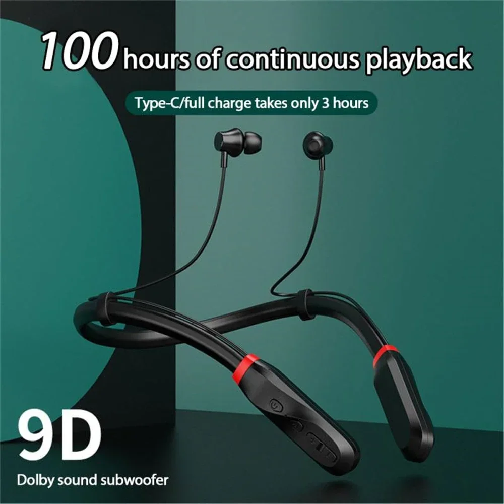 Halterneck Bluetooth Earphone Sports Running Bass Wireless Headphone Ultra Long Life 9D Stereo Earbud with Microphone for Xiaomi