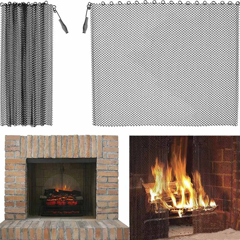 Las cortinas de pantalla para chimenea evitan daños a tu alfombra para chimenea, pantallas para chimenea, herramientas de pantalla para chimenea-AT64