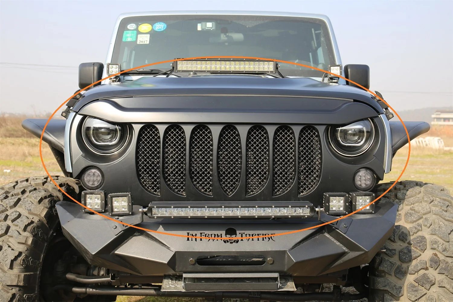 

Black Front Grille with Insert Eagle Eye Falcon Eye AutoBot Grill for Jeep for wrangler JK 2007-2017 J264-3 LantSun