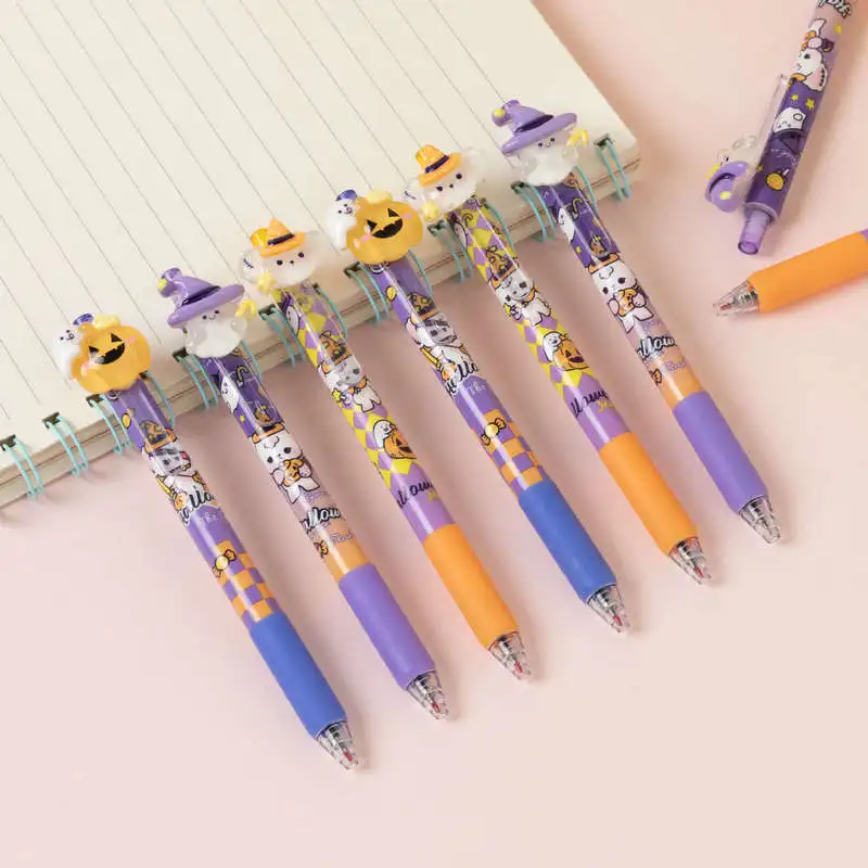 0.5mm Joyful Halloween Neutral Pen Cute Press Pen Resin Cartoon Styling Pen Decompression Student Neutral Pen Learning Supplies