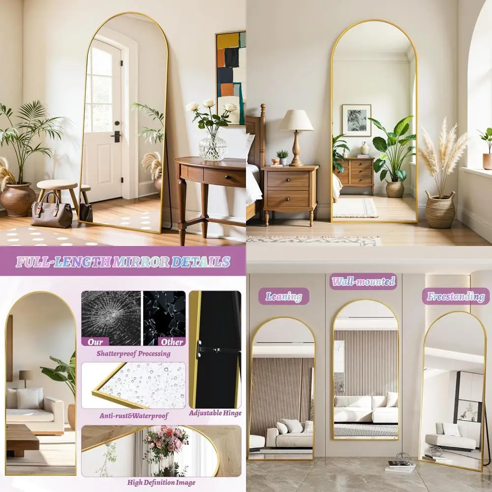 Specchio da terra dorato a figura intera con supporto per camera da letto e soggiorno, 58x21 pollici, arredamento per la casa elegante