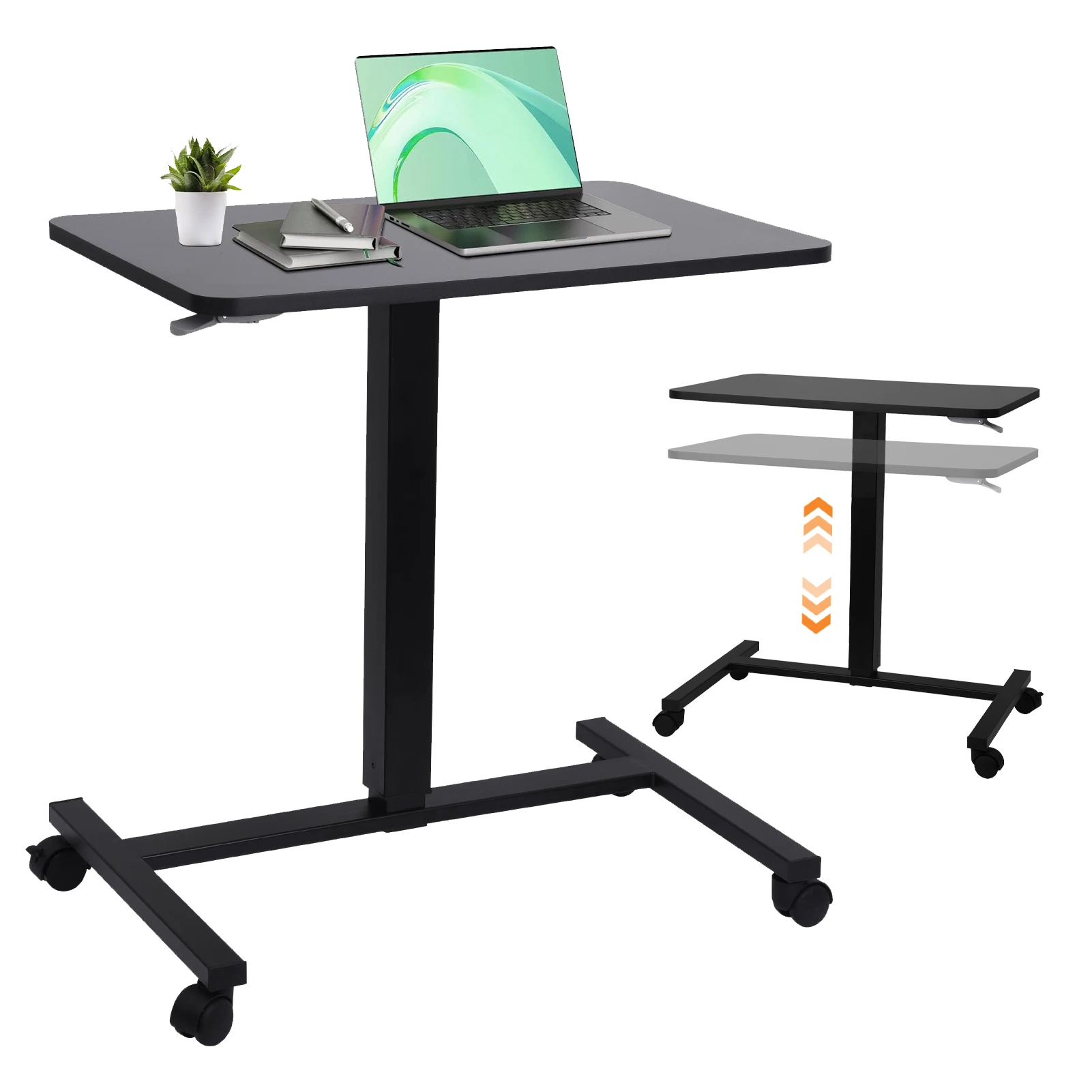 Rolling Laptop Desk Adjustable Mobile Laptop Stand Desk Rolling Cart Ergonomic Mobile Table, Rolling Computer Cart for Home