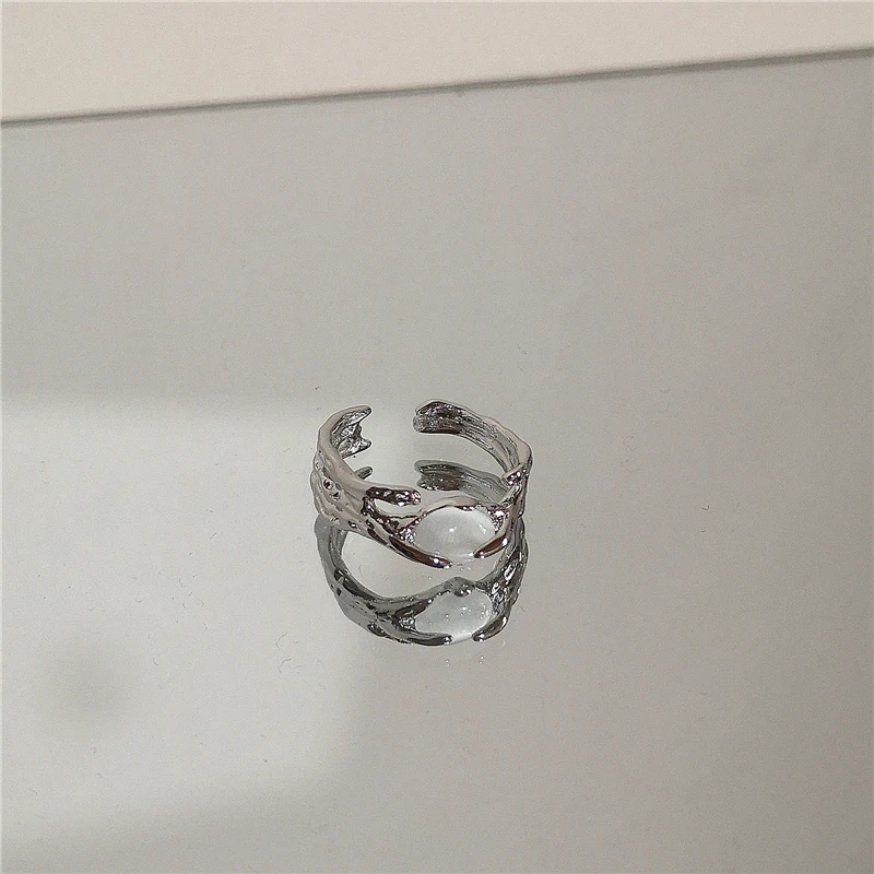 Punk Harajuku Goth Dornen Schwarz Silber Farbe Unregelmäßige Herz Kreuz Offenen Ring Für Frauen Männer Liebhaber Vintage 90er Jahre Y2K Grunge Jewely