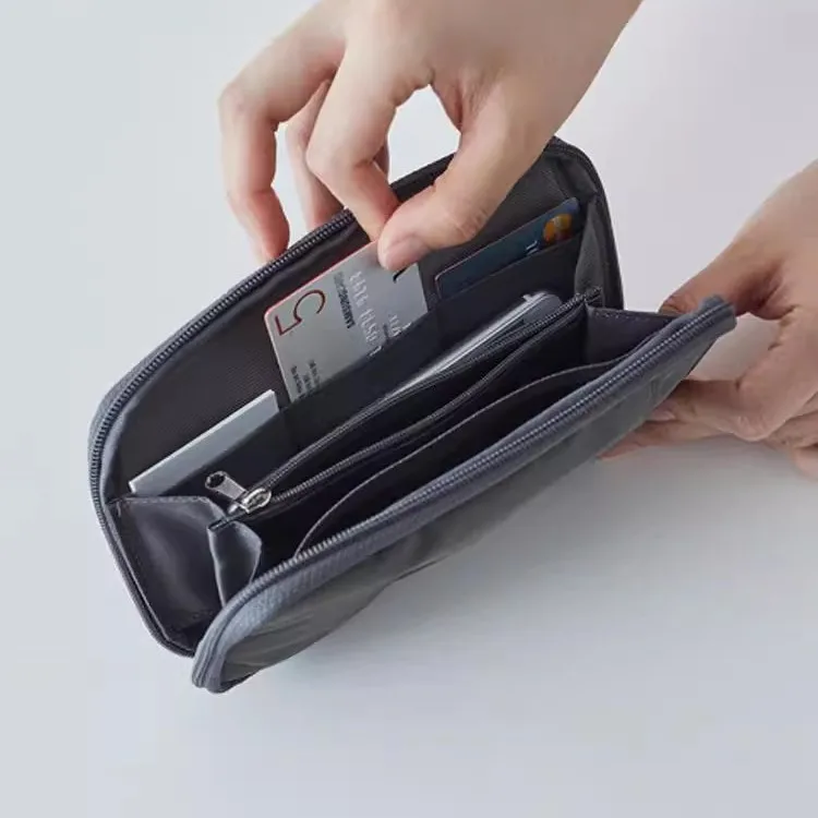 Minimalist Solid Nylon Passport And Phone Storage Bag Cross Border Popular Travel Document Organizer Portable Multi Pocket Walle