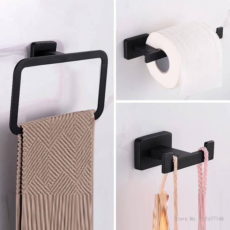 

Creative Stainless Steel Towel Ring, Towel Holder Hook, Matte Black, Chrome, Silver, Titanium, Gold, Household Bathroom, 3Pc Set