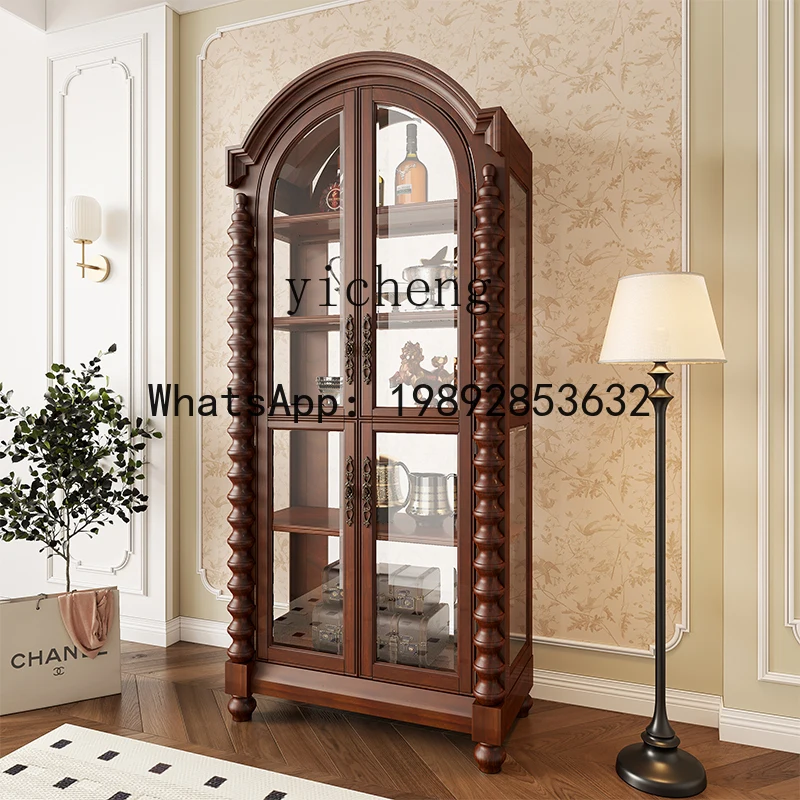 Wine Cabinet Home Living Room European Large Capacity Locker Arched Retro Wind Wall Display Cabinet home accessories