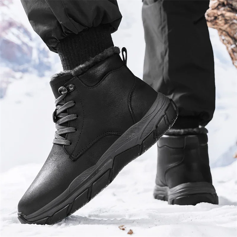 

Winter New Style Fleece Anti-slip Warm and Comfortable Solid Color Fleece Large Size Thickened High-top Warm Snow Boots