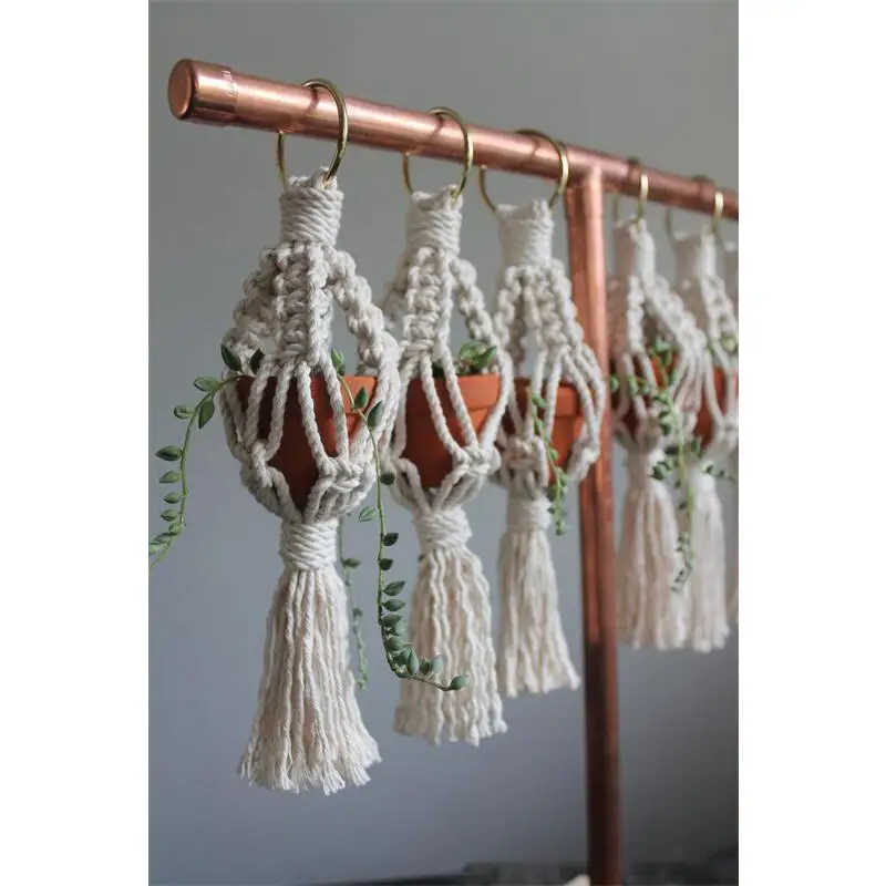 Macrame Air Plant Holder Bohemian Style Cotton Hand Weaving Hanging Planter For Home Decor Living Room Bedroom Decoration