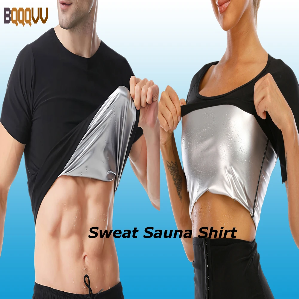 

1PC Sauna Suit For Gym Sport Women Men Sweat Sauna Shirt Workout Vest Short Sleeve Jacket Top Body Shaper Slimming Fitness