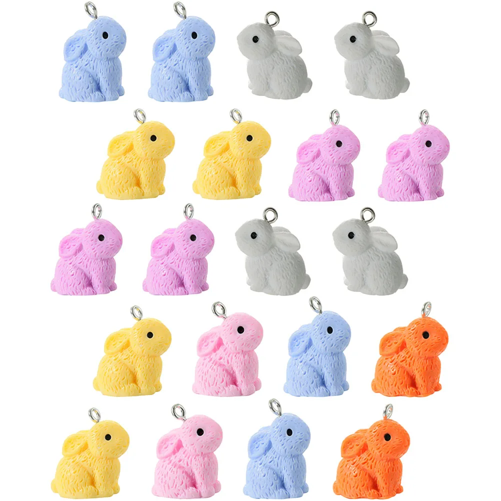 

20pcs Realistic Rabbit Earrings Pendant Resin Lightweight Jewelry Making Supplies Bunny Charms Bracelets Kit Easter Crafts