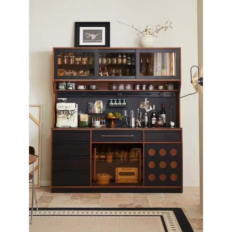 Nordic solid wood rock slab medieval dining side cabinet integrated locker against the wall multi-functional storage locker tea