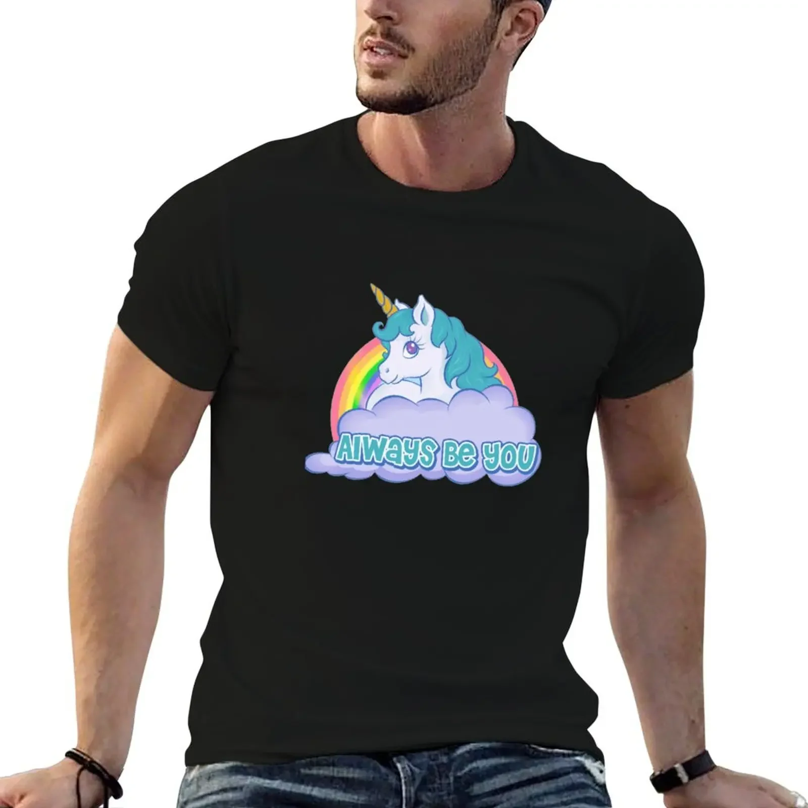 

always be you unicorn Dwayne Johnson Bob Stone central intelligence movie T-Shirt oversized anime shirt mens designer t shirt