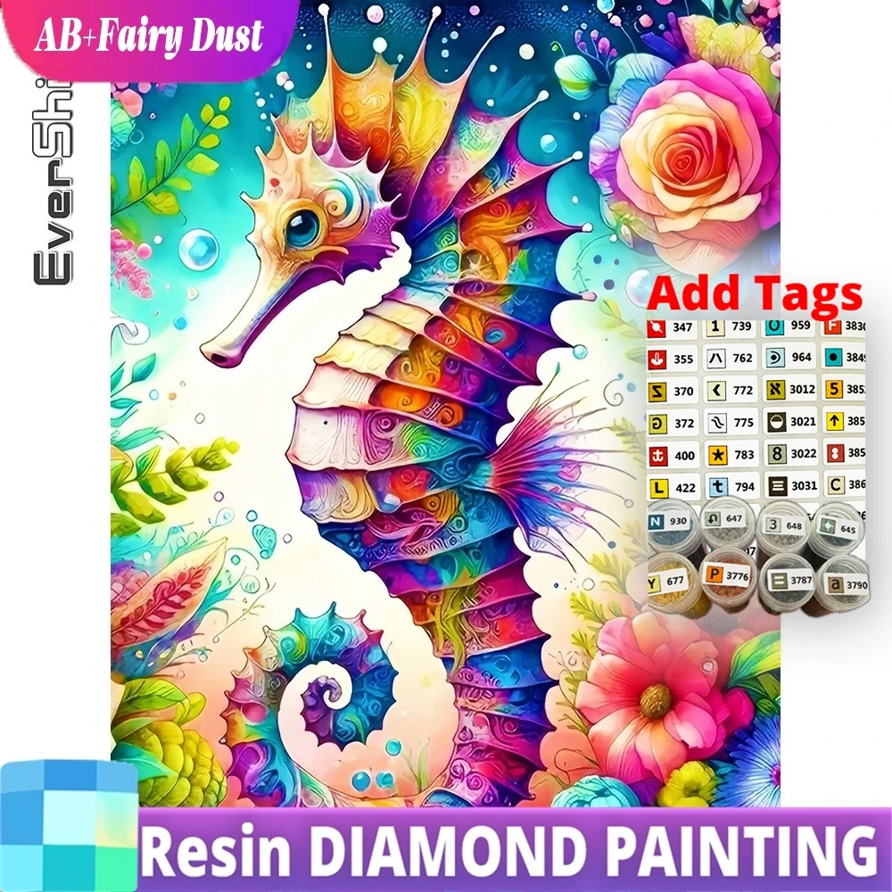 

Смола Фея Пыль AB 5D DIY Алмазная Вышивка Гиппокамп Полный Комплект Животных Полный Дисплей Мозаика Цветок 2026 Новые Дети