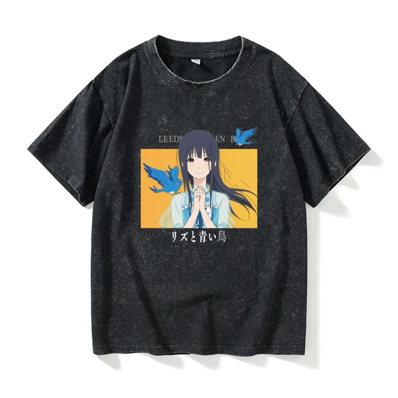 

Женская футболка свободного кроя с короткими рукавами и круглым вырезом, повседневный хлопковый топ с принтом Лиз и синего птичка, летняя модная уличная одежда