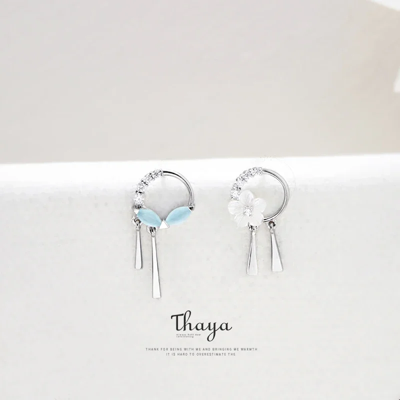 Thaya, diseño Original, pendientes con borlas de hojas y flores para mujer, pendientes románticos de plata S925, pendientes con pasador para niña, joyería fina clásica para fiesta