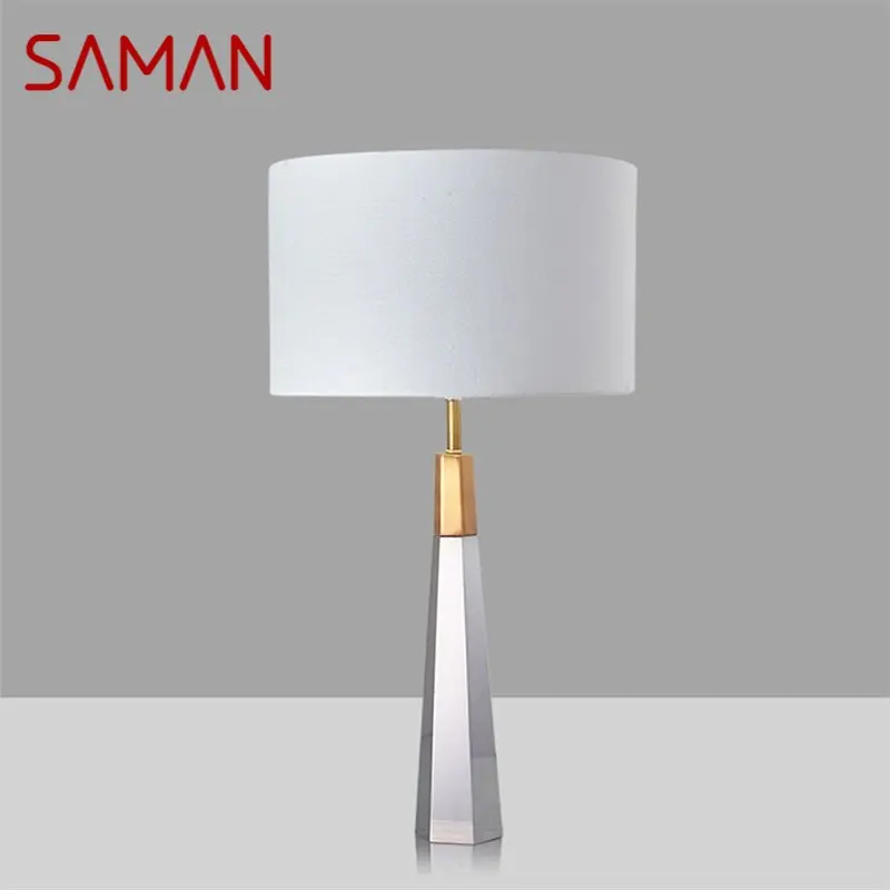 

SAMAN Modern Table Lamps For The Bedroom Design E27 White Crystal Desk Light Home LED Decorative For Foyer Bedside Office