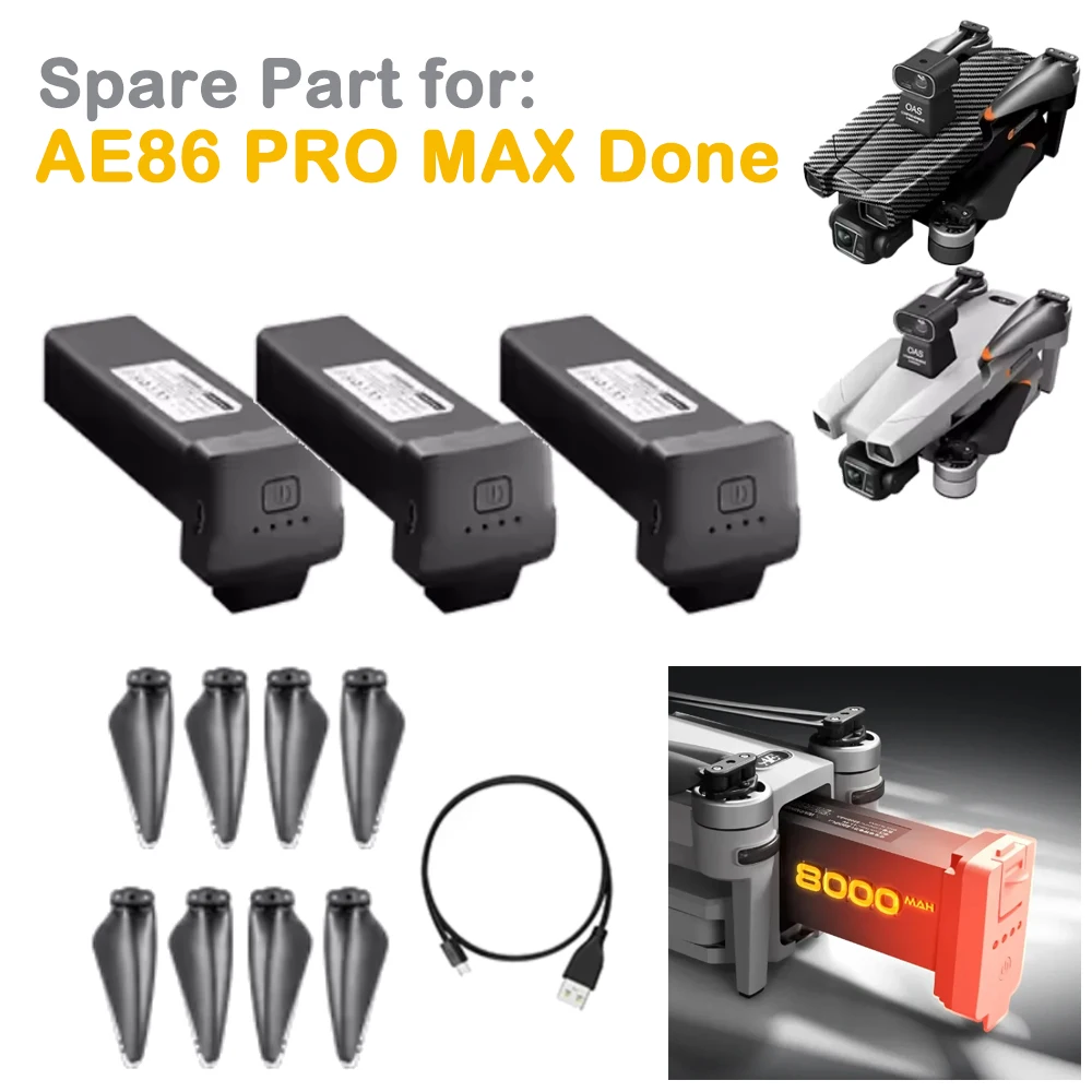 AE86 PRO MAX GPS Drone Original Spare Part AE86 PRO MAX Propeller Blade / USB Charger / 11.4V 8000mAh Lipo Battery