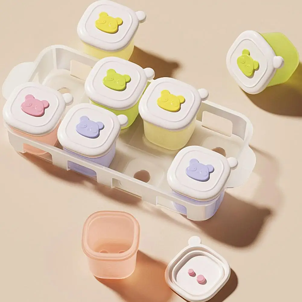 Food Freezer Tray with Lid Silicone Portion Control Mold Reusable Snack Containers Stackable Storage Box for Homemade Baby Meals