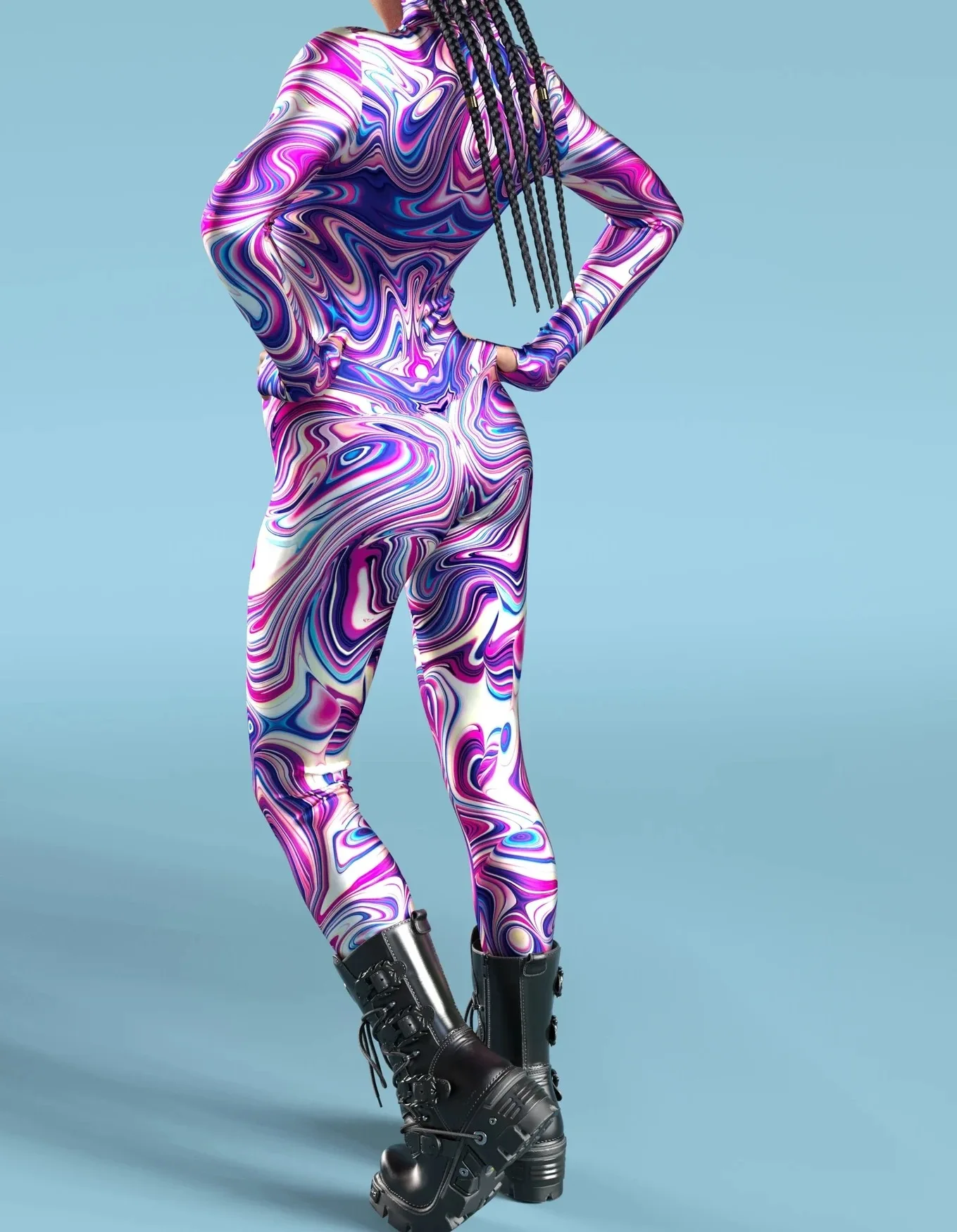 Bunter Regenbogen Abstrakte Geometrie Aerial Yoga Anzug Damen Enger Jumpsuit Karneval Urlaub Party Cosplay Kostüme Ausgefallener Bodysuit – Detail 14