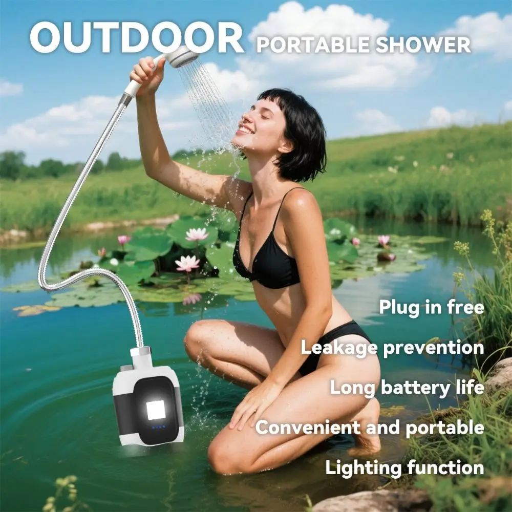 

Portable Camping Electric Shower Head Waterproof USB Rechargeable Outdoor Shower Head Kit Lightweight Multifunction