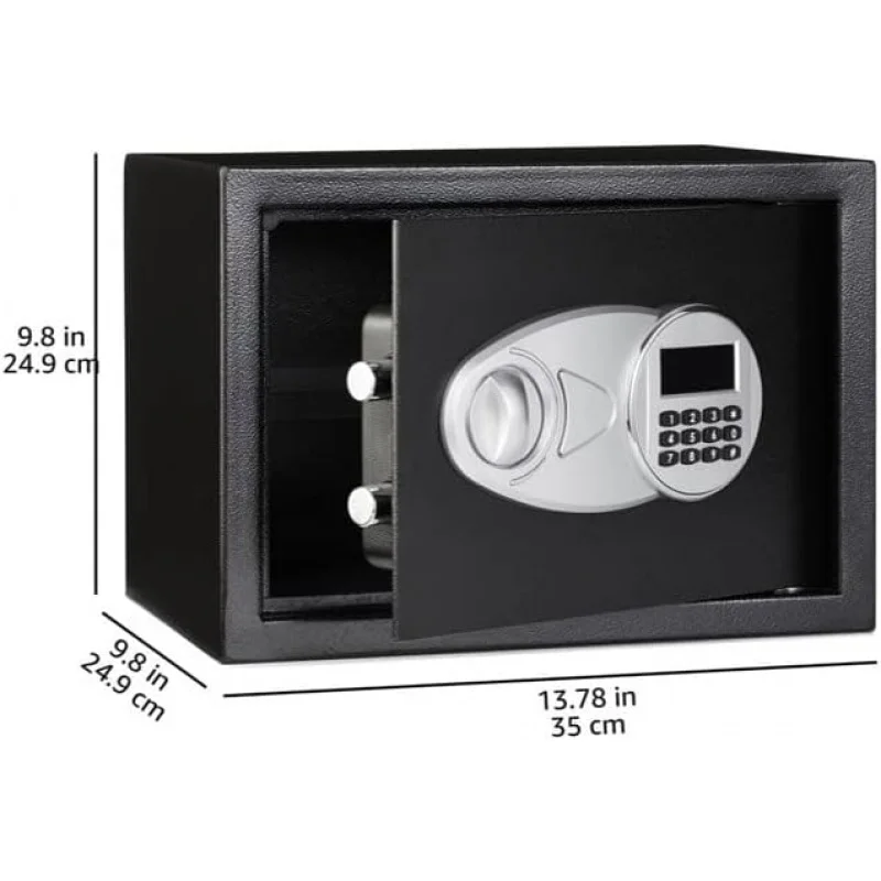 Basics Steel Security Safe and Lock Box with Electronic Keypad - Secure Cash, Jewelry, ID Documents, 0.5 Cubic Feet, Blac