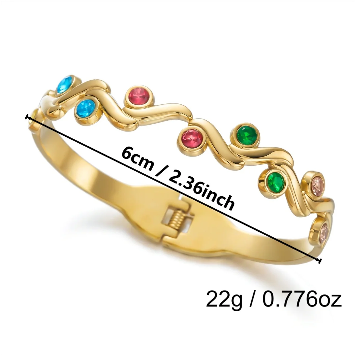 Vintage-Armreifen aus Edelstahl mit simulierten Perlen und Wellenmuster für Damen und Herren, bunter Zirkon-Stern, Liebesherz, gedrehter Armreif, Schmuck – Detail 37
