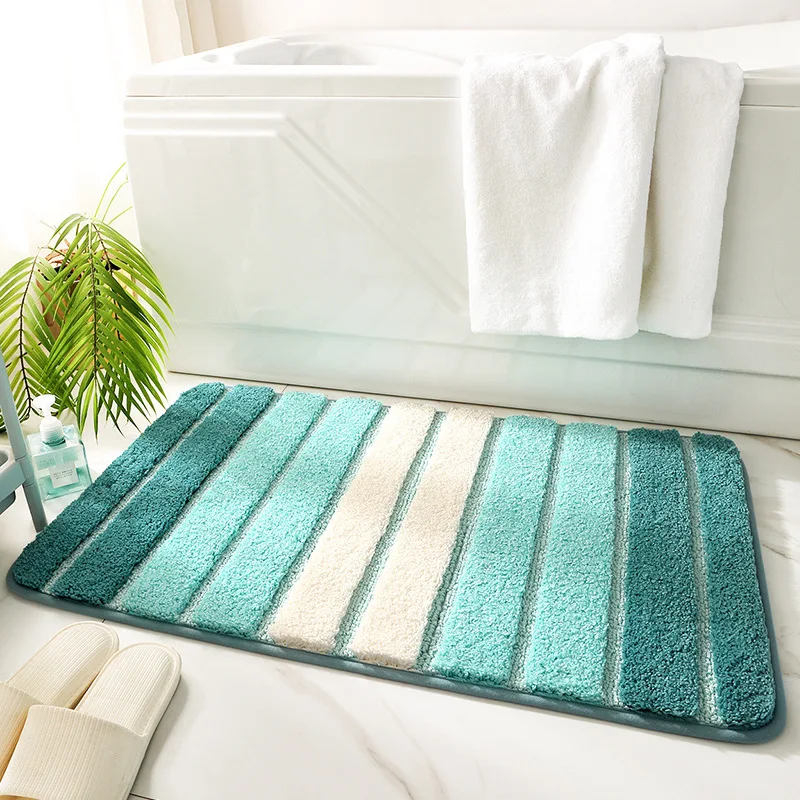 Fresh and Clean Bathroom Floor Rug Imitation Cashmere, Dirt-Resistant Bathroom Water-Absorbing Floor Mat for Home Decor