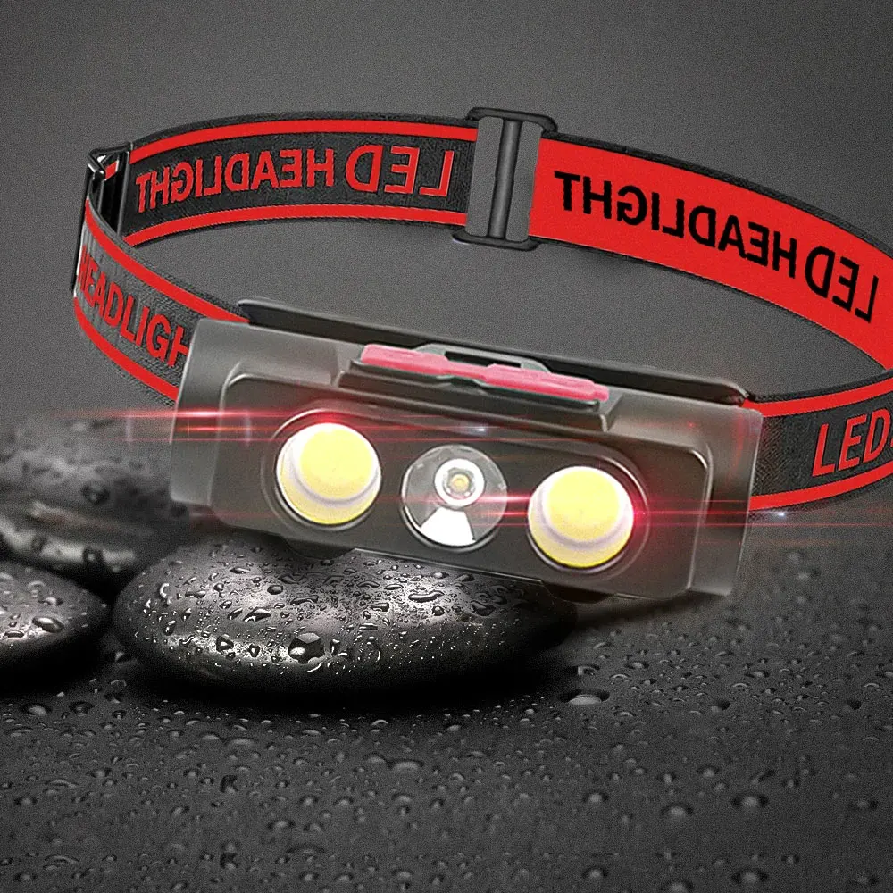 MINI Type-C USB White Red LED 18650 Hunting Portable headlight Fishing 6 Modes Torch head lamp Headlamp Flash light head