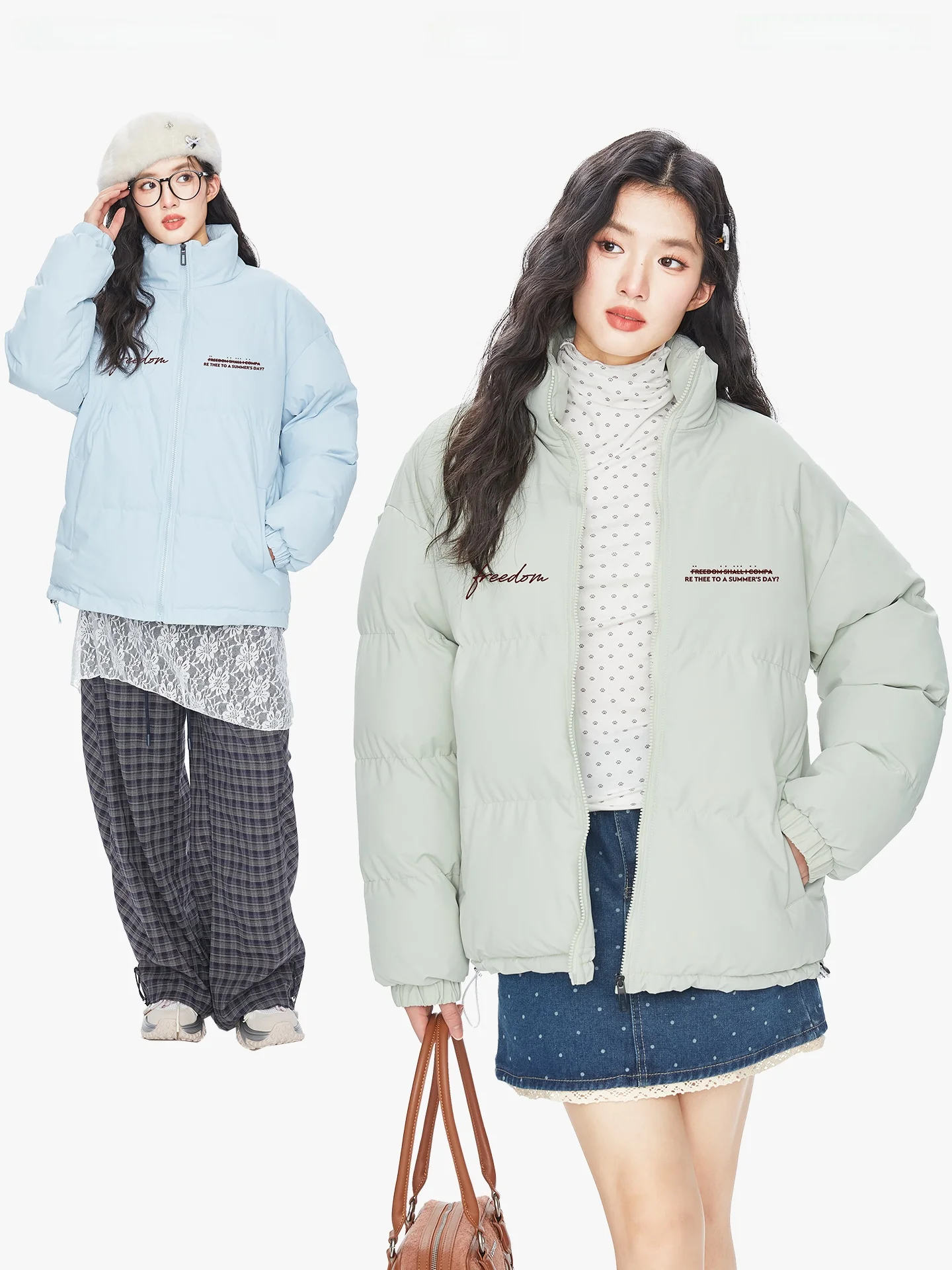 

Корейская женская хлопковая куртка в корейском стиле, теплая, приталенная, с цветным буквенным принтом, парная верхняя одежда для зимы, для повседневной носки, модная