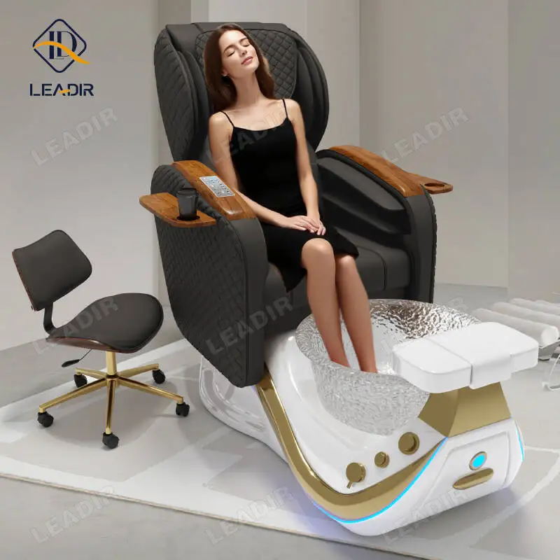 custom.Luxury Nail Salon Furniture Nail Salon Foot Spa Chair Modern Customized Color Pedicure Chairs With Bowl