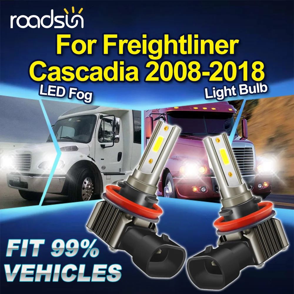 ROADSUN 2PCS Canbus - Bombillas LED para Faros Antiniebla de Coche, para Freightliner Cascadia 2008 2009 2010 2011 2012 2013 2014 2015-2018