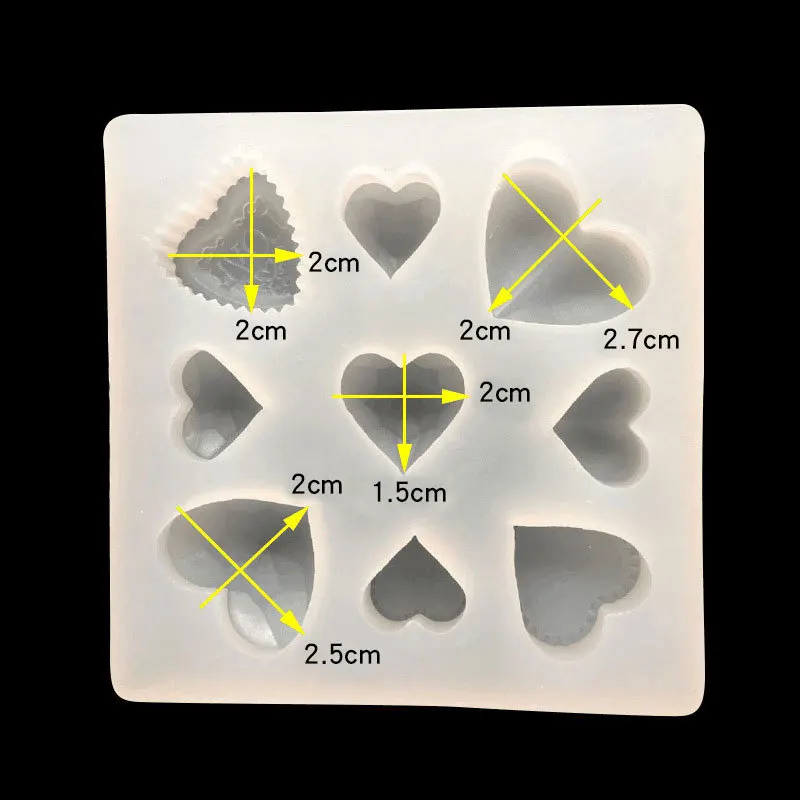 DIY Ornament Material Crystal Glue Silicone Mold Resin Translucent Heart-Shaped Mirror Three-Dimensional Love Silicon Mould